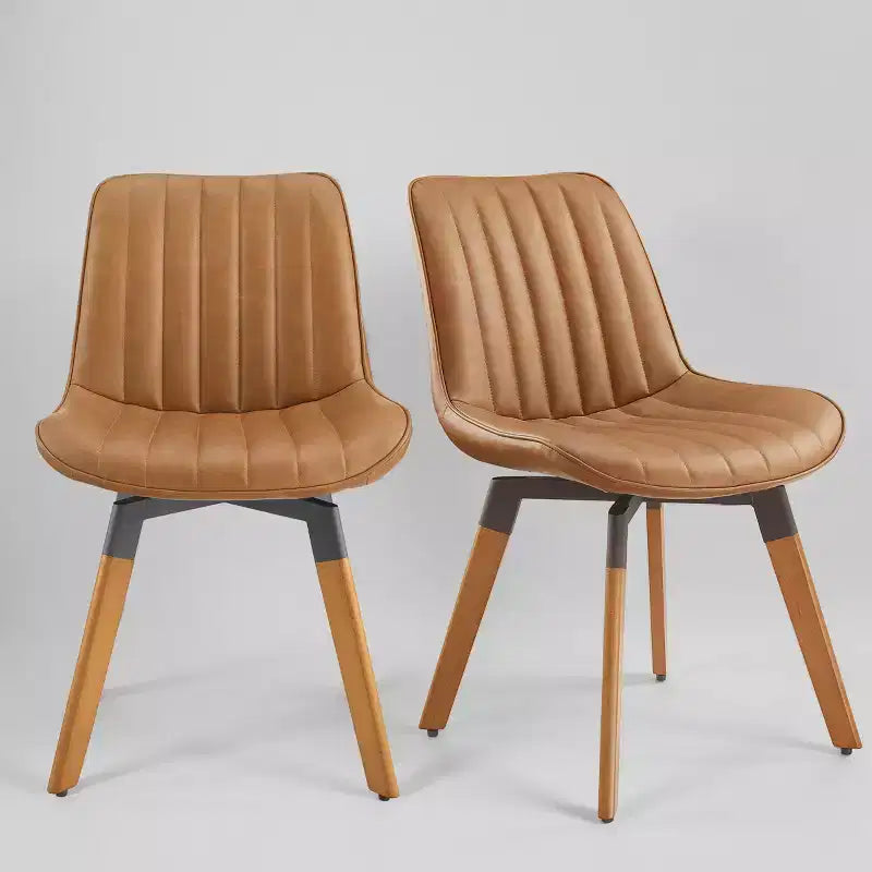 Chaise de salle à manger pivotante Art Leon Mid-century Modern en similicuir, lot de 2