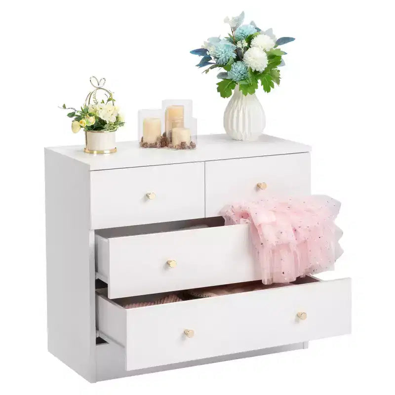 Commode de chambre Karl Home blanche à 4 tiroirs en panneaux de particules, 66 cm de largeur