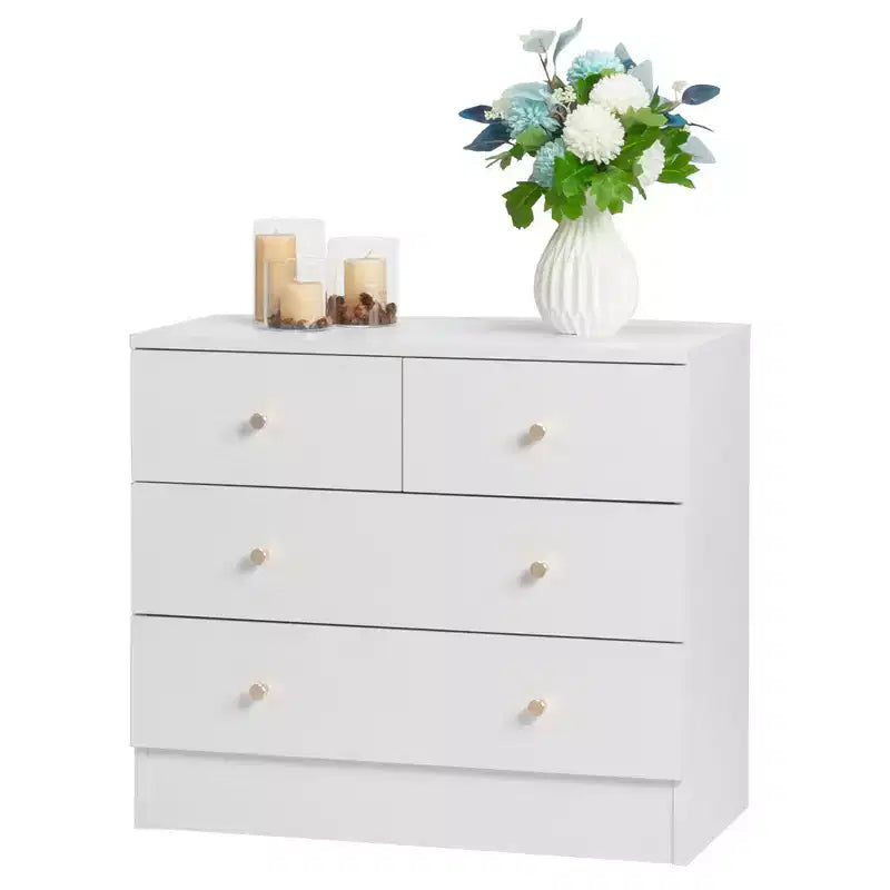 Commode de chambre Karl Home blanche à 4 tiroirs en panneaux de particules, 66 cm de largeur