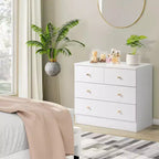Commode de chambre Karl Home blanche à 4 tiroirs en panneaux de particules, 66 cm de largeur