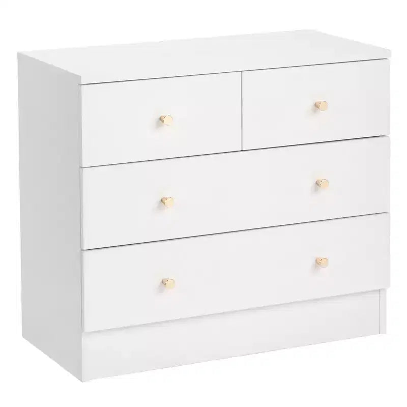 Commode de chambre Karl Home blanche à 4 tiroirs en panneaux de particules, 66 cm de largeur