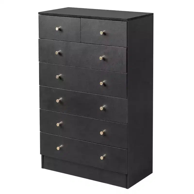 Cassettiera Karl Home a 7 cassetti in truciolato nero, larga 66 cm