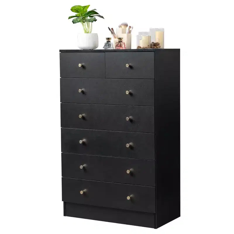 Cassettiera Karl Home a 7 cassetti in truciolato nero, larga 66 cm