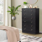 Cassettiera Karl Home a 7 cassetti in truciolato nero, larga 66 cm