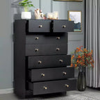 Cassettiera Karl Home a 7 cassetti in truciolato nero, larga 66 cm