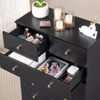 Cassettiera Karl Home a 7 cassetti in truciolato nero, larga 66 cm