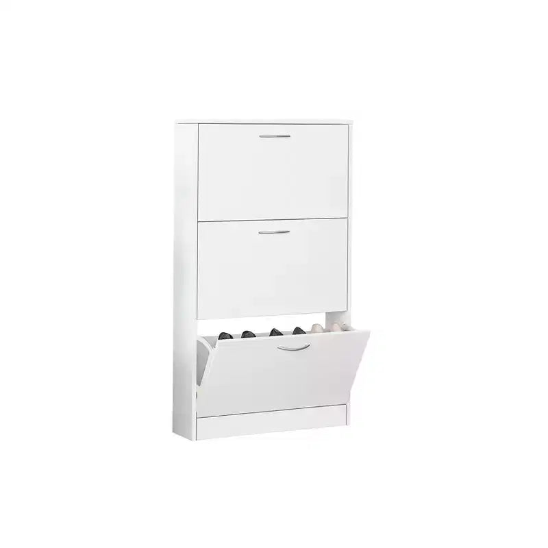 Scarpiera Karl Home con 3 cassetti a ribalta, in truciolato bianco, 58 cm L