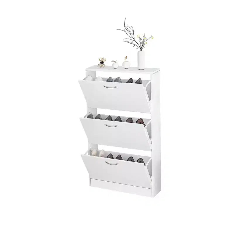 Scarpiera Karl Home con 3 cassetti a ribalta, in truciolato bianco, 58 cm L