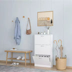 Scarpiera Karl Home con 3 cassetti a ribalta, in truciolato bianco, 58 cm L