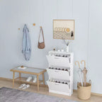 Scarpiera Karl Home con 3 cassetti a ribalta, in truciolato bianco, 58 cm L