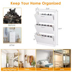Scarpiera Karl Home con 3 cassetti a ribalta, in truciolato bianco, 58 cm L
