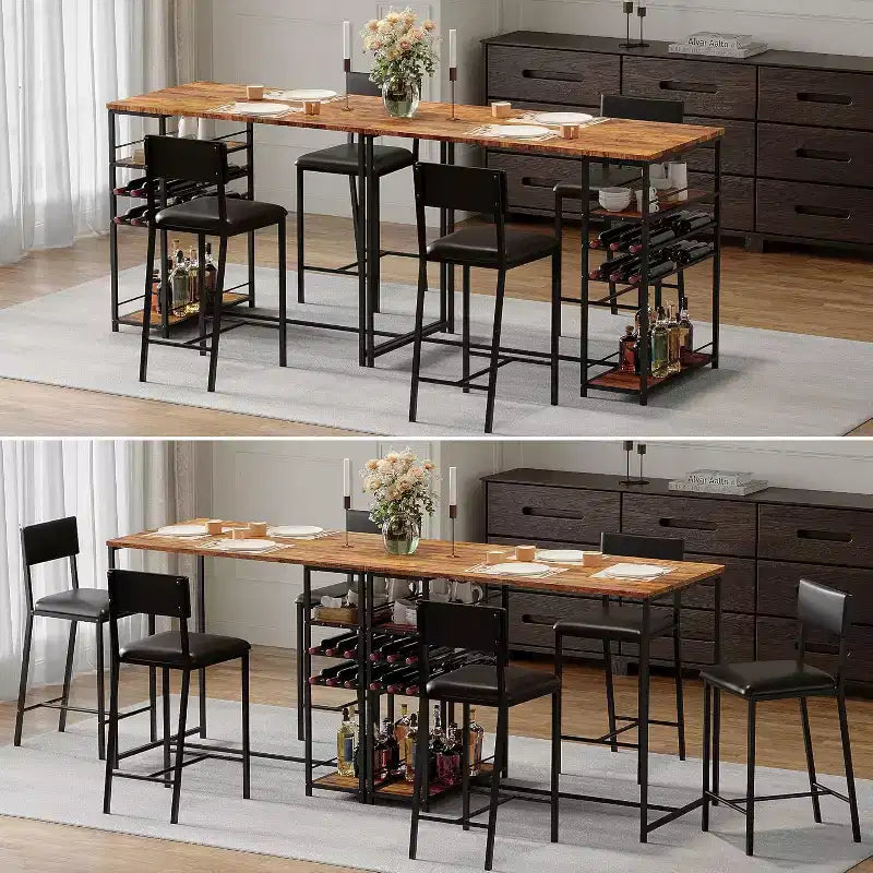 Set da pranzo ad altezza bancone per 2 con ripiani, tavolo da bistrò e sedie imbottite, set da cucina salvaspazio per appartamenti