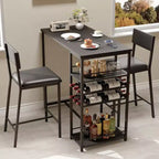 Counter-Height Dining Set for 2 with Storage Shelves  Bistro Table & Upholstered Chairs, Space-Saving Kitchen Set for Apartments
