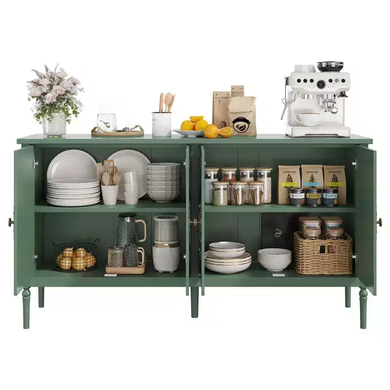 Buffet de 150 cm de large, Armoire de rangement de cuisine, Console en bois, Meuble décoratif de bar à café pour salon, salle à manger, entrée