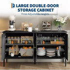 Buffet de 150 cm de large, Armoire de rangement de cuisine, Console en bois, Meuble décoratif de bar à café pour salon, salle à manger, entrée