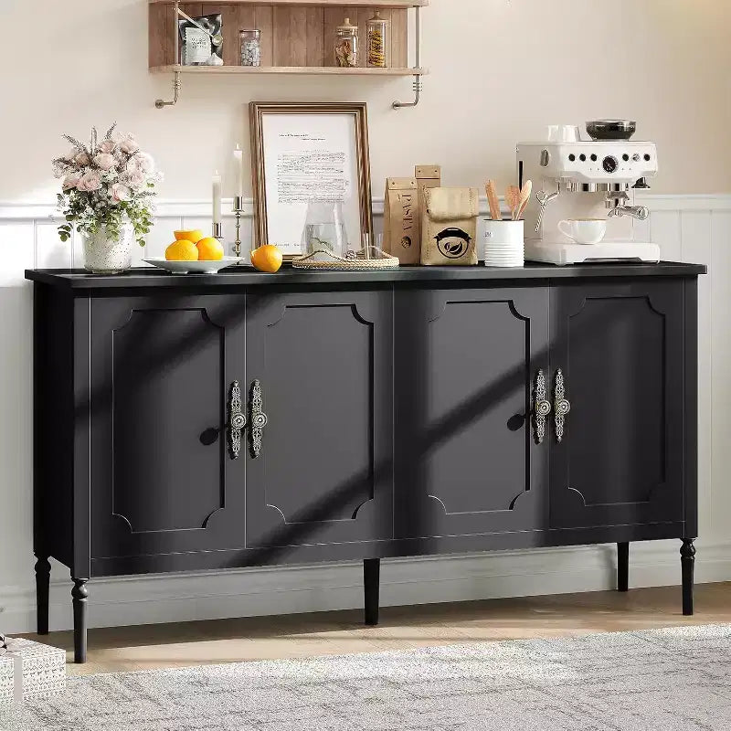59 Inch Wide Buffet Cabinet, Kitchen Storage Cabinet, Wood Console Table, Coffee Bar Decorative Cabinet for Living Room Dining Room Entryway