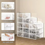 Scatola porta scarpe da 6 pezzi, organizer per scarpe impilabile in plastica per armadio, contenitore per scarpe da ginnastica salvaspazio pieghevole, bianco