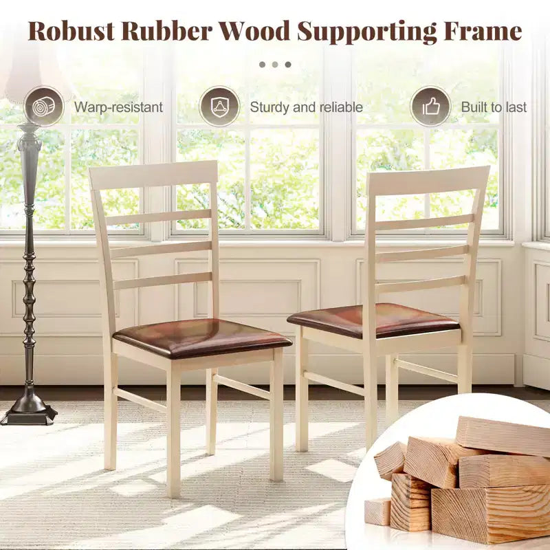 Set di 2/4 sedie da pranzo Costway in legno con struttura in legno di caucciù e seduta imbottita per cucina