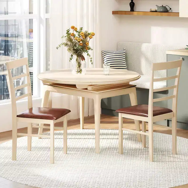 Costway Chaise de salle à manger en bois lot de 2/4 avec cadre en bois d'hévéa et siège rembourré pour cuisine