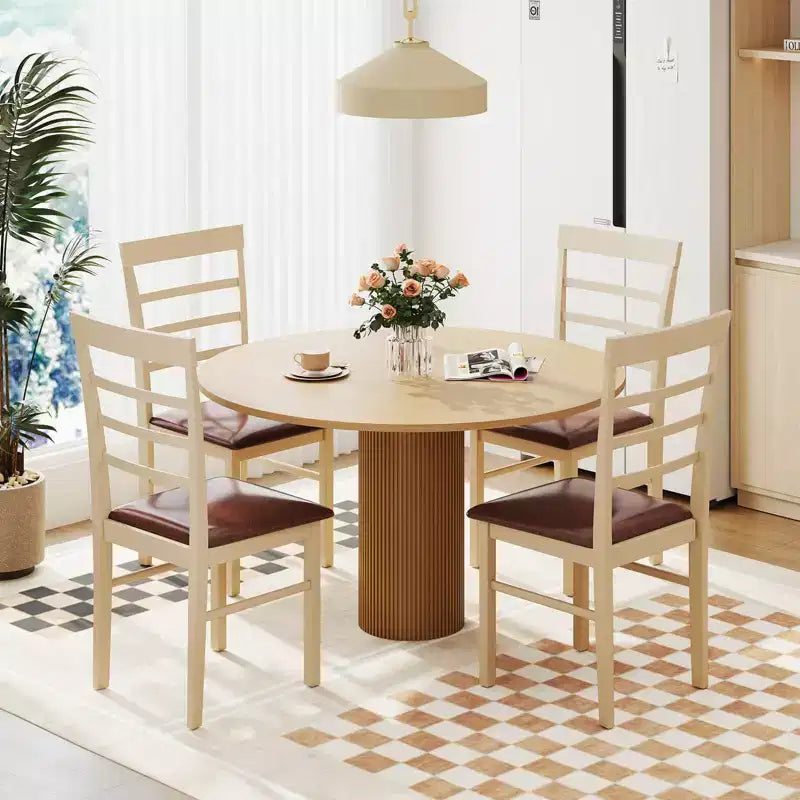 Costway Chaise de salle à manger en bois lot de 2/4 avec cadre en bois d'hévéa et siège rembourré pour cuisine