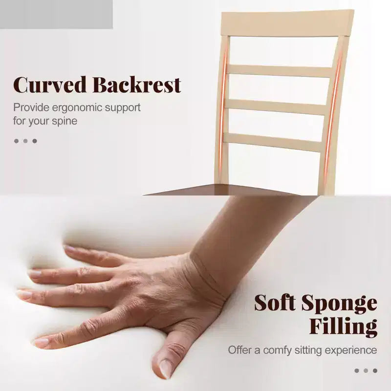Set di 2/4 sedie da pranzo Costway in legno con struttura in legno di caucciù e seduta imbottita per cucina