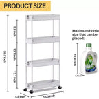 Carrello di stoccaggio stretto Tree City Pink a 4 ripiani con ruote - Organizer mobile multifunzione