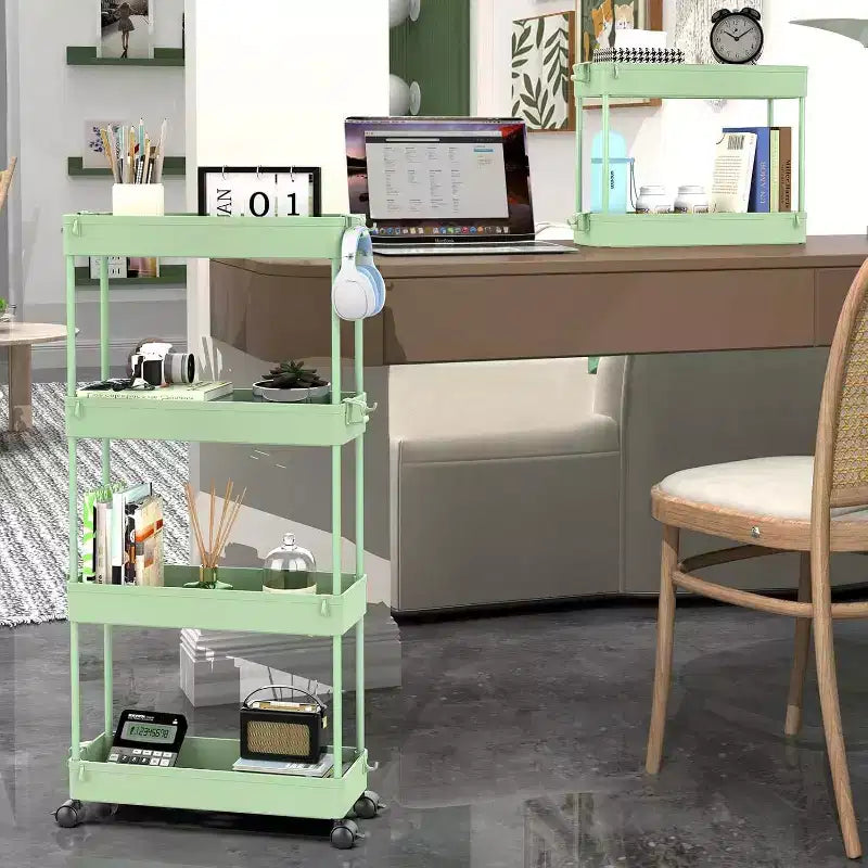 Carrello di stoccaggio stretto Tree City Pink a 4 ripiani con ruote - Organizer mobile multifunzione
