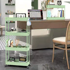Carrello di stoccaggio stretto Tree City Pink a 4 ripiani con ruote - Organizer mobile multifunzione