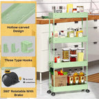 Carrello di stoccaggio stretto Tree City Pink a 4 ripiani con ruote - Organizer mobile multifunzione