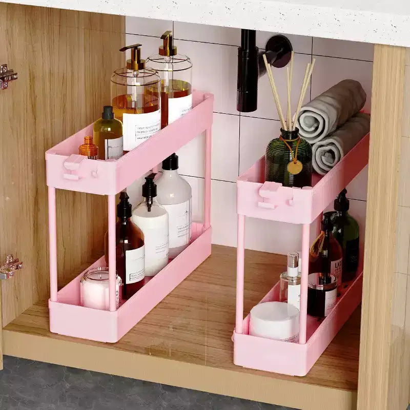 Carrello di stoccaggio stretto Tree City Pink a 4 ripiani con ruote - Organizer mobile multifunzione