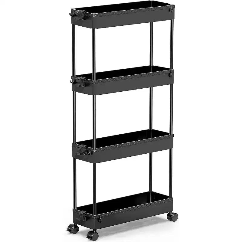 Carrello di stoccaggio stretto Tree City Pink a 4 ripiani con ruote - Organizer mobile multifunzione