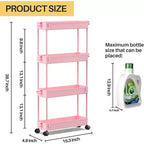 Carrello di stoccaggio stretto Tree City Pink a 4 ripiani con ruote - Organizer mobile multifunzione