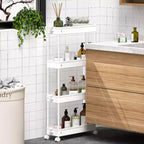 Carrello di stoccaggio stretto Tree City Pink a 4 ripiani con ruote - Organizer mobile multifunzione