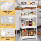 Carrello di stoccaggio stretto Tree City Pink a 4 ripiani con ruote - Organizer mobile multifunzione