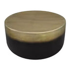 Table basse ronde Royal Hampton, forme tambour, laiton antique ombré, 34,5 pouces -