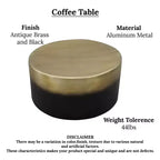 Table basse ronde Royal Hampton, forme tambour, laiton antique ombré, 34,5 pouces -