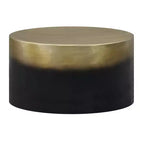 Table basse ronde Royal Hampton, forme tambour, laiton antique ombré, 34,5 pouces -