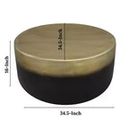 Table basse ronde Royal Hampton, forme tambour, laiton antique ombré, 34,5 pouces -