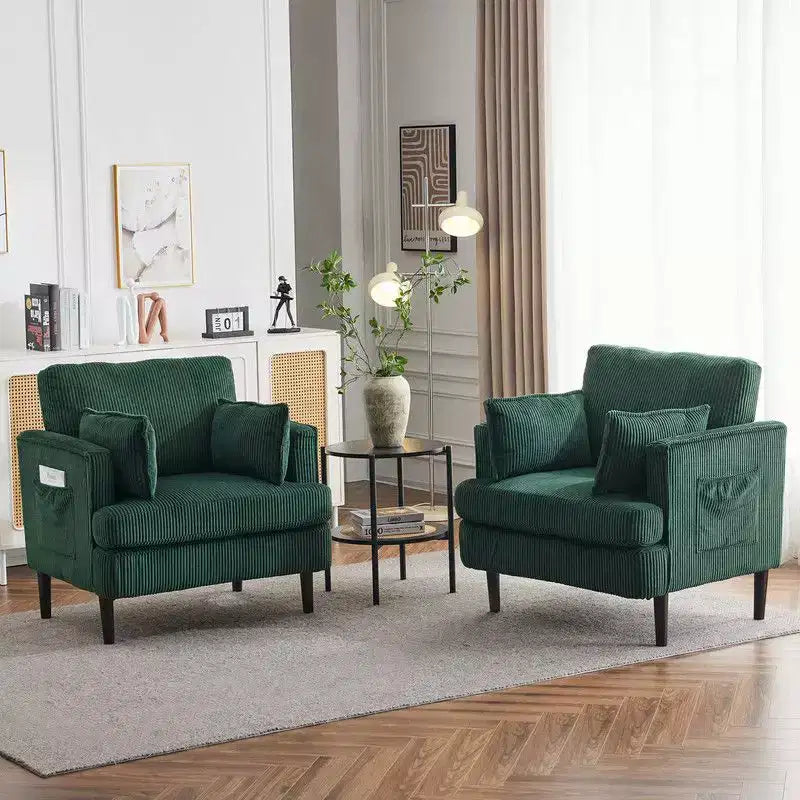 Fauteuil accent tonneau Karl Home Modern en velours côtelé pour salon ou chambre