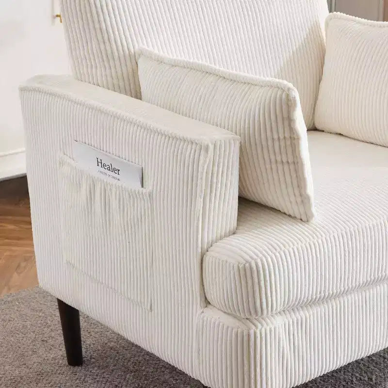 Fauteuil accent tonneau Karl Home Modern en velours côtelé pour salon ou chambre