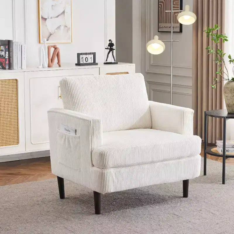 Karl Home Modern Corduroy Barrel Accent Chair For Living Room Bedroom