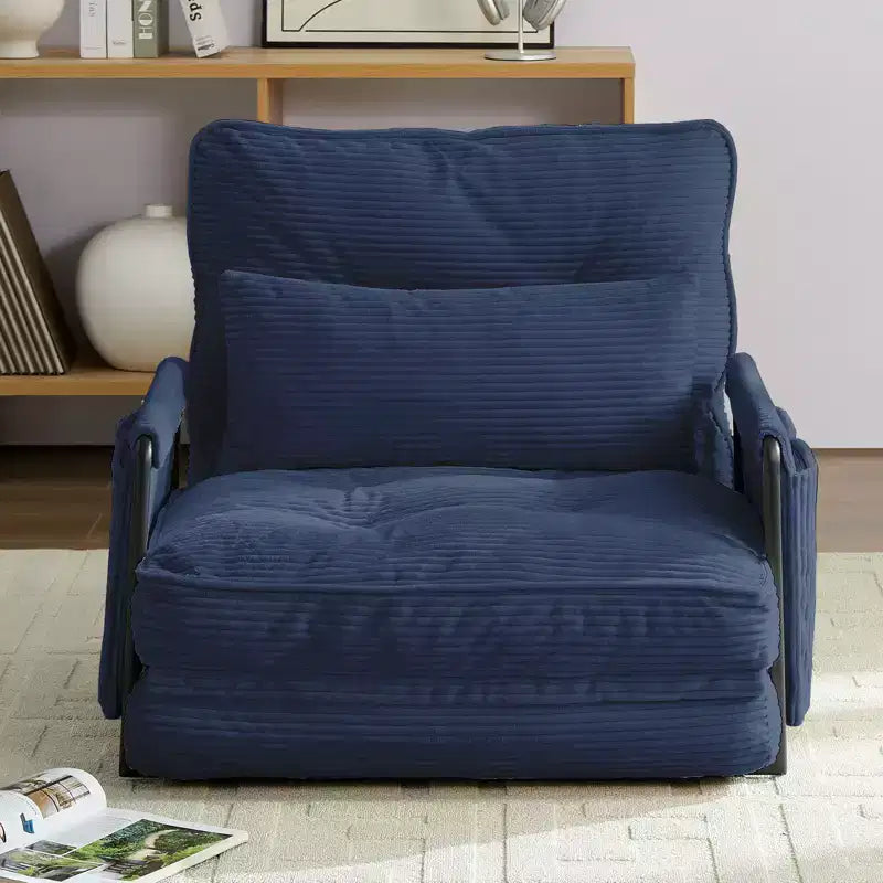 Mjkone Divano letto singolo pieghevole multifunzione, letto futon, divano pigro con cuscini, schienale regolabile in 6 posizioni