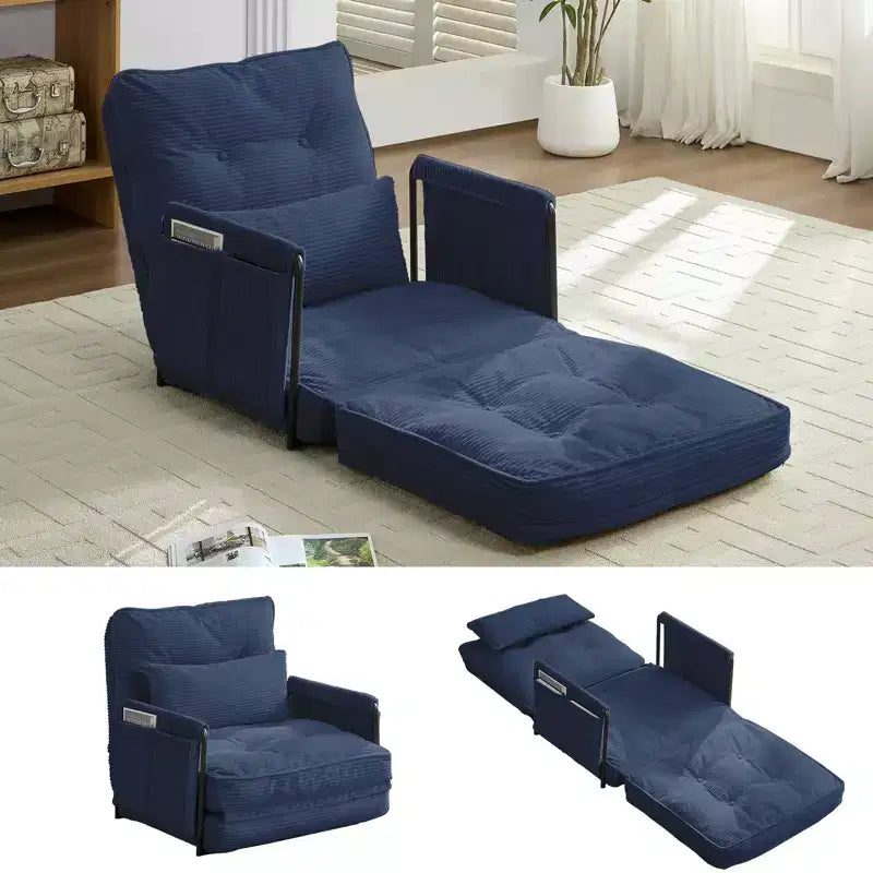 Mjkone Divano letto singolo pieghevole multifunzione, letto futon, divano pigro con cuscini, schienale regolabile in 6 posizioni