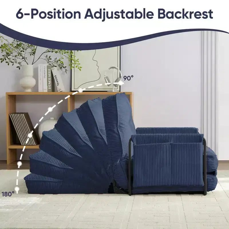 Mjkone Divano letto singolo pieghevole multifunzione, letto futon, divano pigro con cuscini, schienale regolabile in 6 posizioni