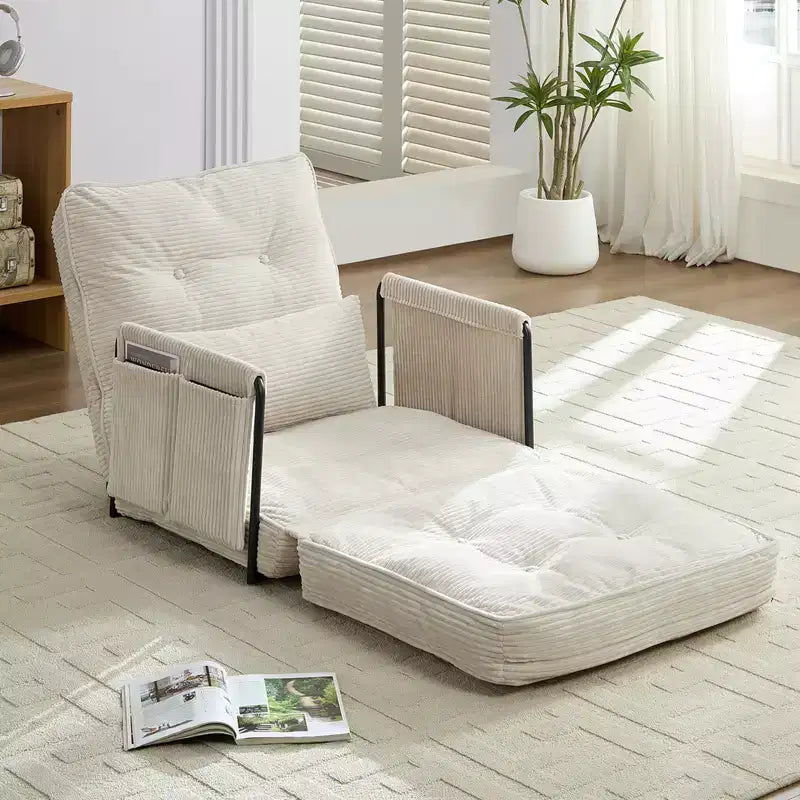 Mjkone Divano letto singolo pieghevole multifunzione, letto futon, divano pigro con cuscini, schienale regolabile in 6 posizioni