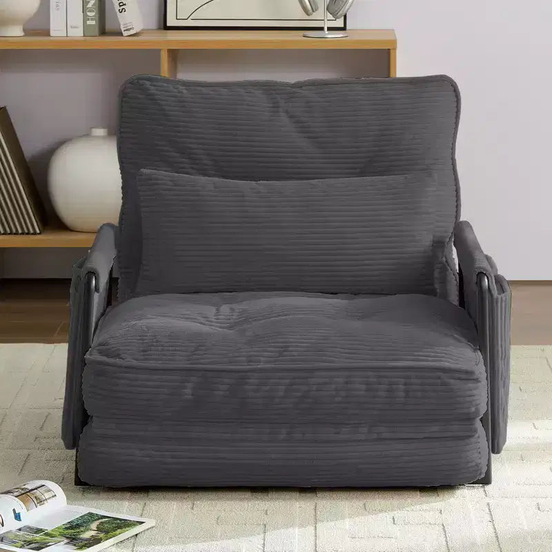 Mjkone Divano letto singolo pieghevole multifunzione, letto futon, divano pigro con cuscini, schienale regolabile in 6 posizioni
