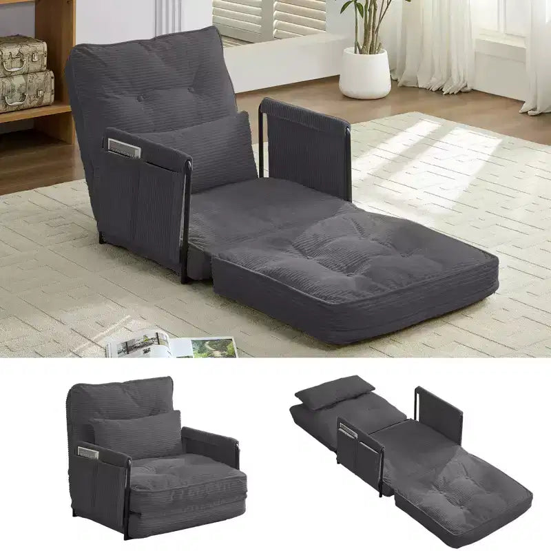 Mjkone Divano letto singolo pieghevole multifunzione, letto futon, divano pigro con cuscini, schienale regolabile in 6 posizioni