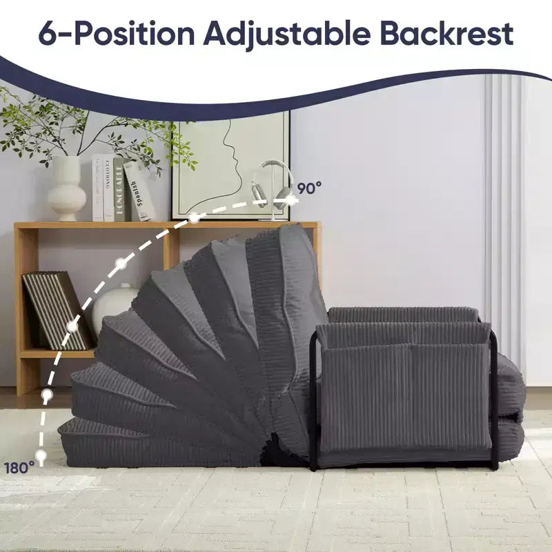 Mjkone Divano letto singolo pieghevole multifunzione, letto futon, divano pigro con cuscini, schienale regolabile in 6 posizioni