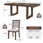 Set da Pranzo Merax da 7 Pezzi con Tavolo Allungabile e 6 Sedie Imbottite