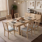 Set da Pranzo Merax da 7 Pezzi con Tavolo Allungabile e 6 Sedie Imbottite